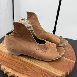 Papucei VEDA copper Peep‎ Toe SANDAL sz 36 US 6 wing shape metallic
